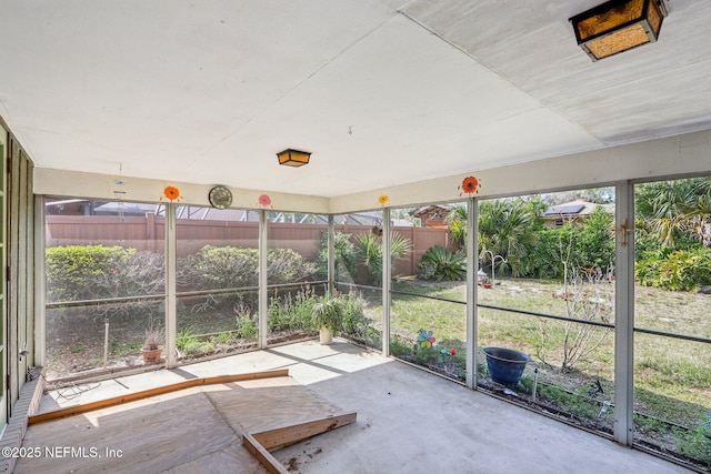 view of unfurnished sunroom
