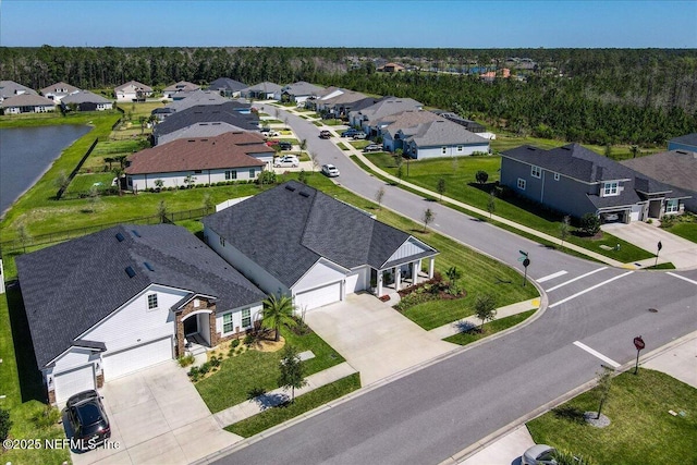 drone / aerial view with a residential view