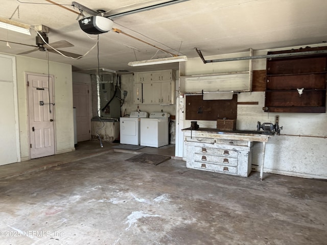 3715 Rustic Ln, Jacksonville, FL 32217 - garage featuring independent washer and dryer, a garage door opener, and heating unit