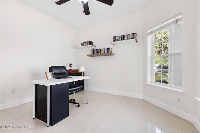 206 Woodland Greens Dr, Ponte Vedra, FL 32081 - office area featuring baseboards and ceiling fan