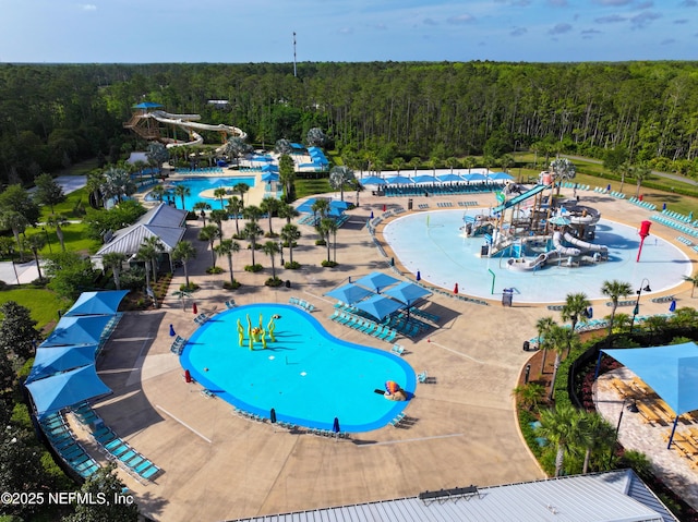 206 Woodland Greens Dr, Ponte Vedra, FL 32081 - view of pool with a water slide and a wooded view