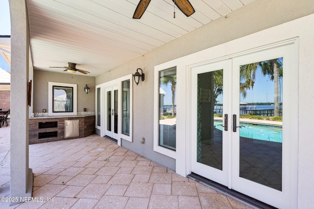 1833 N Lakeshore Dr, Fleming Island, FL 32003 - view of patio / terrace featuring french doors and a ceiling fan