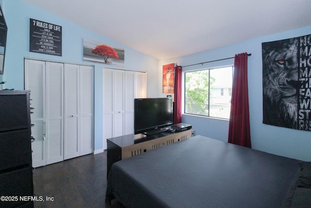 1403 Marsh Cove Ct, Ponte Vedra Beach, FL 32082 - bedroom with two closets, wood finished floors, and lofted ceiling
