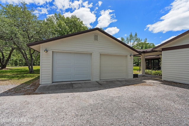 view of detached garage