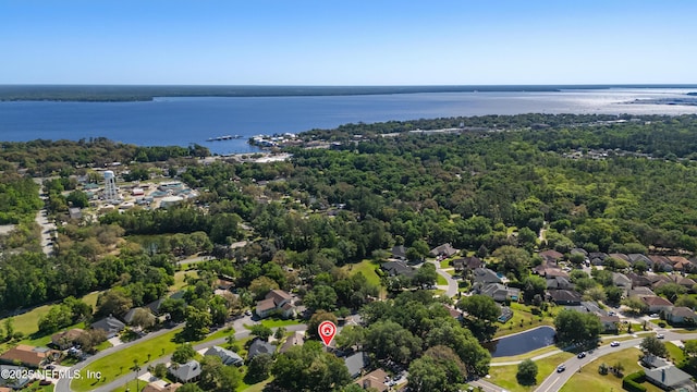 bird's eye view with a water view and a residential view