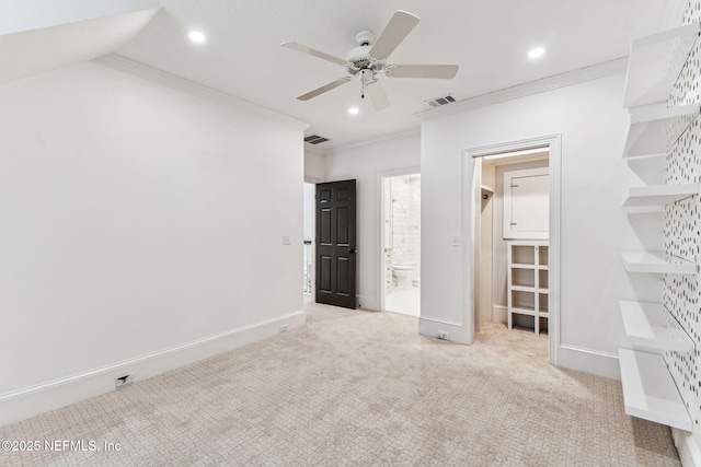 6230 Highlands Ct, Ponte Vedra Beach, FL 32082 - unfurnished bedroom featuring crown molding, carpet flooring, recessed lighting, a walk in closet, and connected bathroom