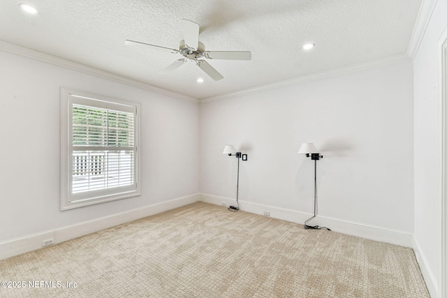 6230 Highlands Ct, Ponte Vedra Beach, FL 32082 - unfurnished room featuring ornamental molding, carpet flooring, a ceiling fan, recessed lighting, and baseboards