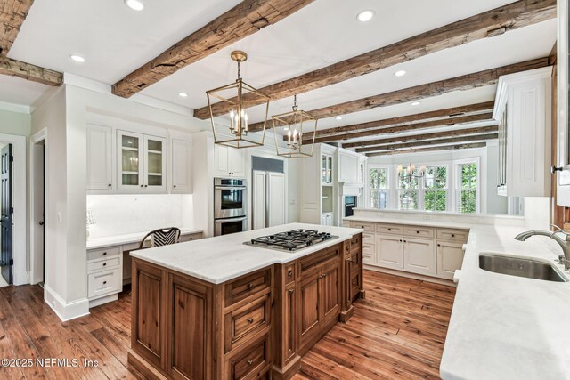 6230 Highlands Ct, Ponte Vedra Beach, FL 32082 - kitchen featuring a sink, a chandelier, hardwood / wood-style flooring, appliances with stainless steel finishes, and recessed lighting