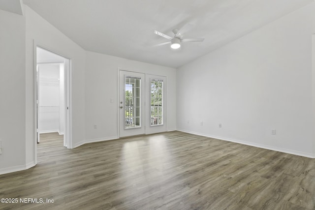 11213 Harbour Vista Cir, Saint Augustine, FL 32080 - unfurnished room with a ceiling fan, baseboards, and wood finished floors