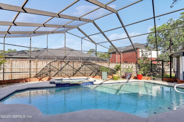 2942 Mandarin Hollow Dr, Jacksonville, FL 32257 - view of pool with a fenced backyard, a lanai, and a pool with connected hot tub