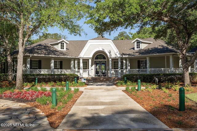 1712 Margarets Walk Rd, Fleming Island, FL 32003 - view of front of property with french doors, covered porch, and a shingled roof
