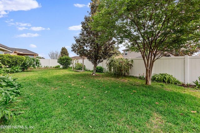 view of yard featuring a fenced backyard
