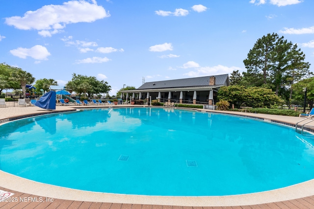 community pool with fence