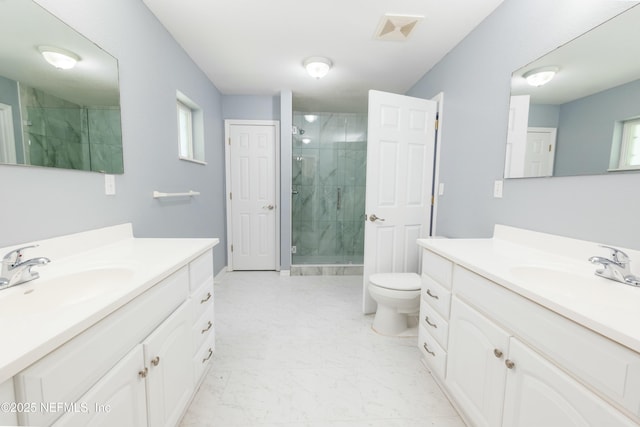 full bathroom with a healthy amount of sunlight, a sink, and a stall shower