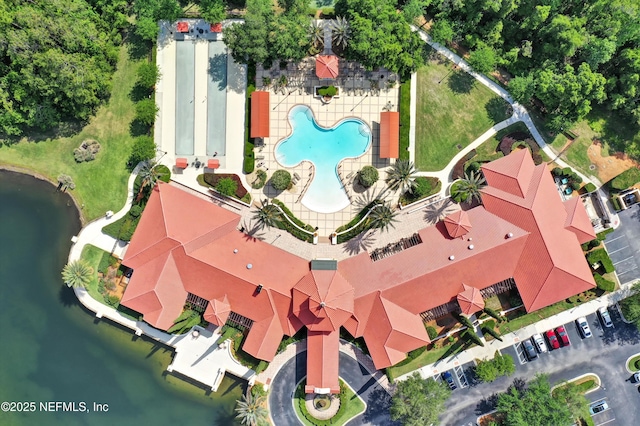 9831 Del Webb Pkwy Unit 1302, Jacksonville, FL 32256 - aerial view of a pool area and a nearby body of water