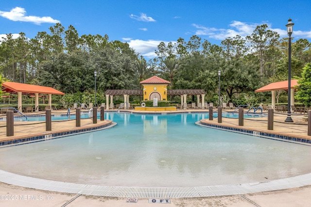 9831 Del Webb Pkwy Unit 1302, Jacksonville, FL 32256 - community pool with view of wooded area and a patio area
