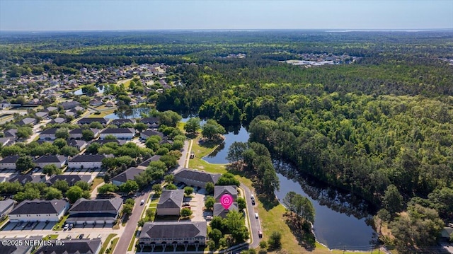 425 Oasis Ln, Orange Park, FL 32073 - drone / aerial view with a residential view, a forest view, and a water view