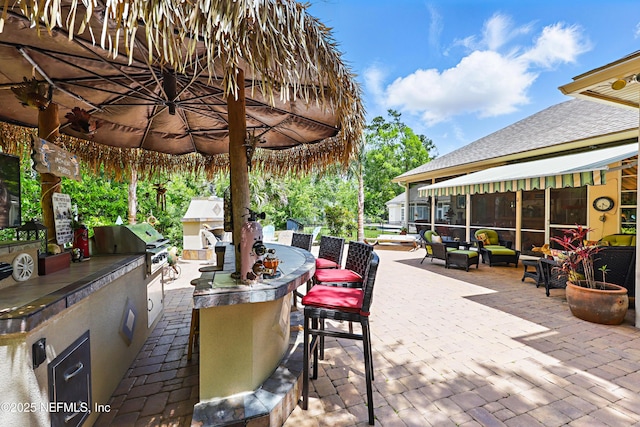 104 Twin Cedar Ct, Ponte Vedra Beach, FL 32082 - view of patio / terrace with outdoor wet bar, an outdoor kitchen, and area for grilling