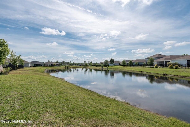 view of water feature with a residential view