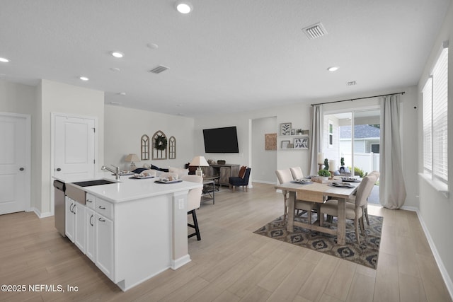 143 Bayard Pl, Jacksonville, FL 32259 - kitchen with a sink, light wood-type flooring, white cabinetry, and visible vents