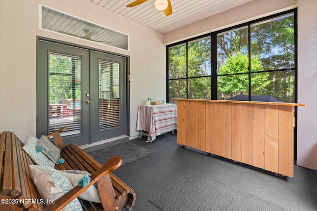 322 Cooper Bay Ct, Saint Augustine, FL 32092 - sunroom featuring ceiling fan and french doors