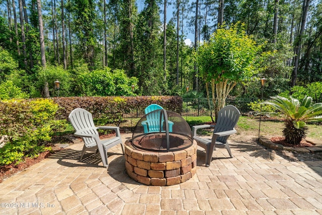 322 Cooper Bay Ct, Saint Augustine, FL 32092 - view of patio / terrace with fence and an outdoor fire pit