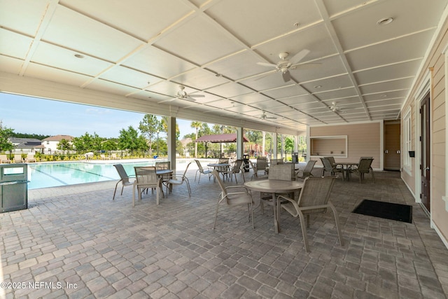 322 Cooper Bay Ct, Saint Augustine, FL 32092 - view of patio / terrace featuring a community pool, ceiling fan, and outdoor dining space
