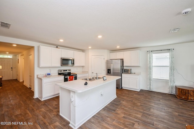 3044 Rustic Deer Way, Green Cove Springs, FL 32043 - kitchen with visible vents, appliances with stainless steel finishes, dark wood-style flooring, and a sink