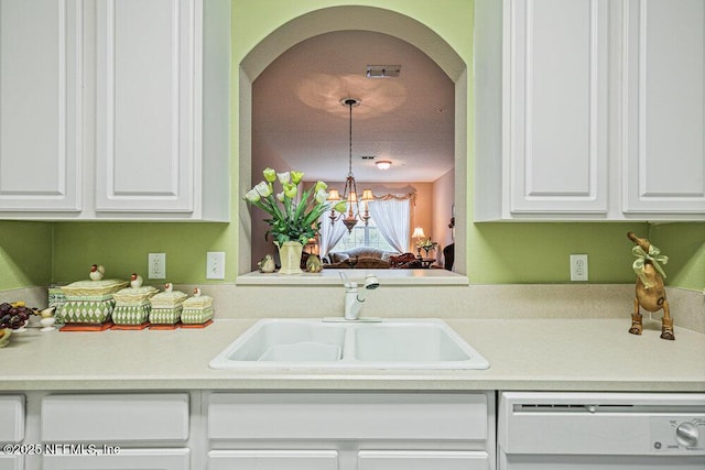 7801 Point Meadows Dr Unit 3209, Jacksonville, FL 32256 - kitchen featuring light countertops, a sink, white dishwasher, and white cabinets