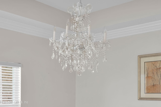 details with an inviting chandelier