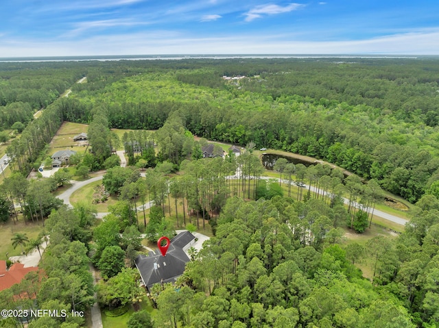 bird's eye view with a view of trees