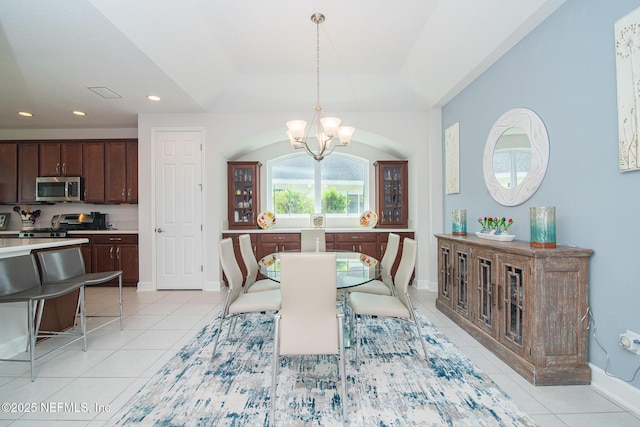 291 Whisper Rock Dr, Ponte Vedra, FL 32081 - dining space featuring a chandelier, light tile patterned floors, recessed lighting, and baseboards