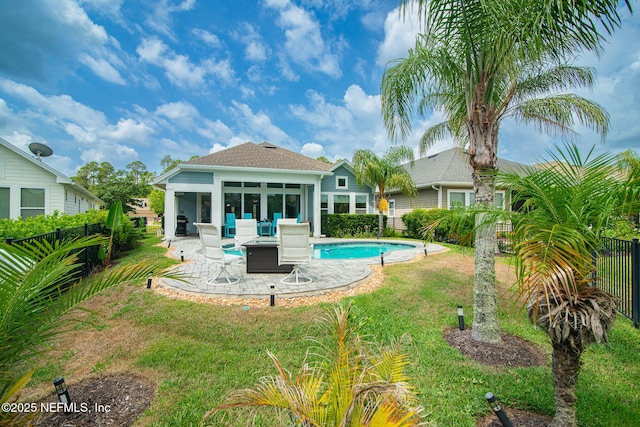 291 Whisper Rock Dr, Ponte Vedra, FL 32081 - view of swimming pool featuring a patio, a sunroom, and an outdoor living space