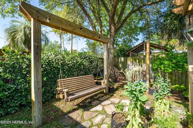 view of yard with fence