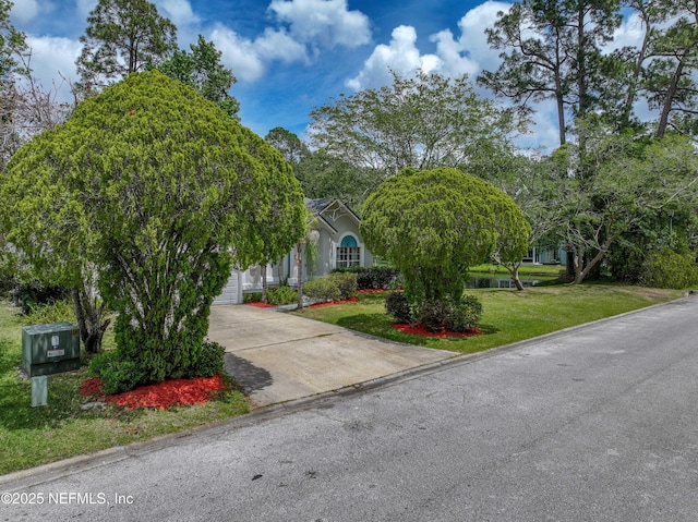 view of front of house featuring a front yard and driveway