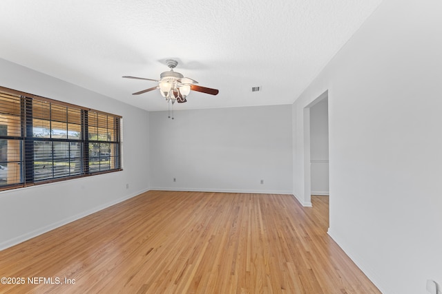 2848 Cedarcrest Dr, Orange Park, FL 32073 - spare room with a ceiling fan, a textured ceiling, light wood finished floors, baseboards, and visible vents
