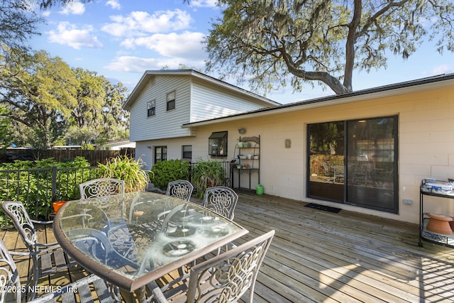 2848 Cedarcrest Dr, Orange Park, FL 32073 - wooden terrace featuring fence and outdoor dining area