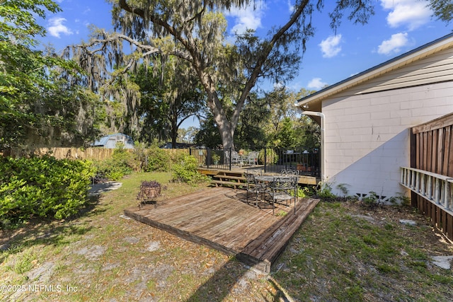 2848 Cedarcrest Dr, Orange Park, FL 32073 - view of yard featuring a fenced backyard and a wooden deck