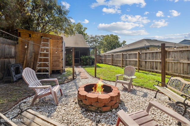 8634 Greatpine Ln W, Jacksonville, FL 32244 - view of yard with a fenced backyard and an outdoor fire pit
