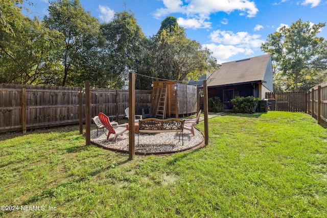 8634 Greatpine Ln W, Jacksonville, FL 32244 - view of yard with a fire pit and a fenced backyard