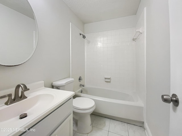 3444 Excalibur Way E, Jacksonville, FL 32223 - full bath featuring tile patterned floors, a textured ceiling, toilet, washtub / shower combination, and vanity