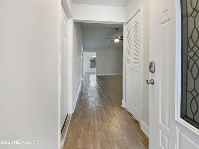3444 Excalibur Way E, Jacksonville, FL 32223 - corridor featuring baseboards and wood finished floors