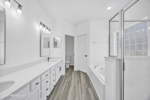 1829 Creekview Dr, Green Cove Springs, FL 32043 - full bathroom featuring a bath, toilet, wood finished floors, and a sink