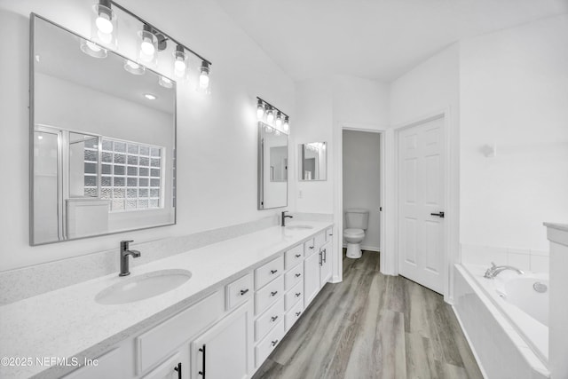 1829 Creekview Dr, Green Cove Springs, FL 32043 - full bathroom with a bath, toilet, wood finished floors, and a sink