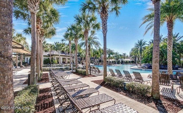 pool with a patio area