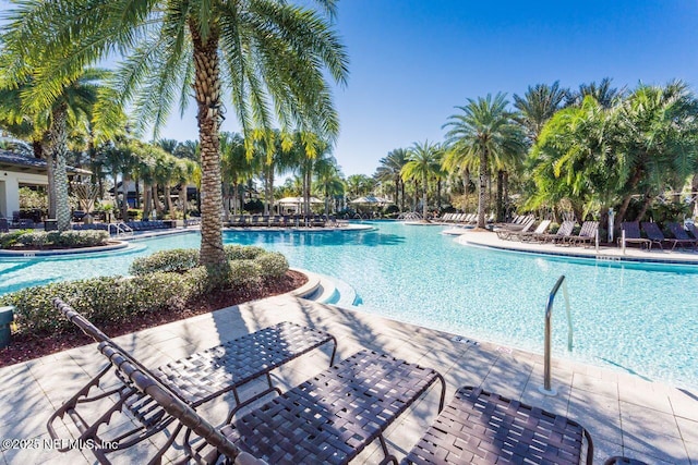 pool featuring a patio area