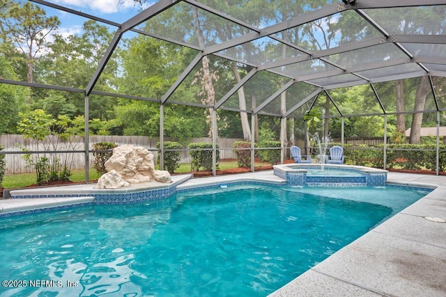 1104 Creekwood Way, Saint Johns, FL 32259 - view of pool featuring a fenced backyard, a pool with connected hot tub, and a lanai