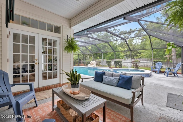 1104 Creekwood Way, Saint Johns, FL 32259 - fenced backyard with french doors, a patio area, and glass enclosure