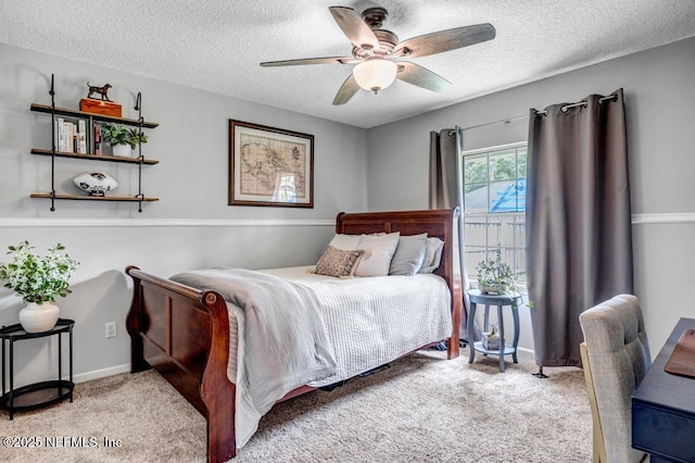 1104 Creekwood Way, Saint Johns, FL 32259 - bedroom with a textured ceiling, carpet floors, and a ceiling fan