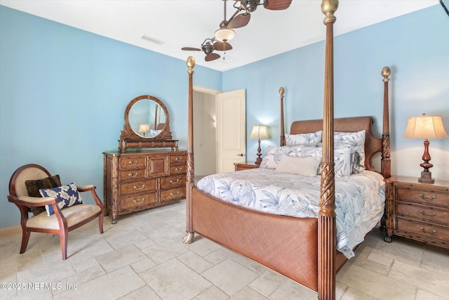 106 Villa Sovana Ct, Saint Johns, FL 32259 - bedroom featuring a ceiling fan, visible vents, and stone finish flooring